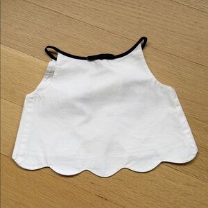 🌸Jacadi Paris White & Black Scalloped Hem Sleeveless Top Size 3A/96 cm
